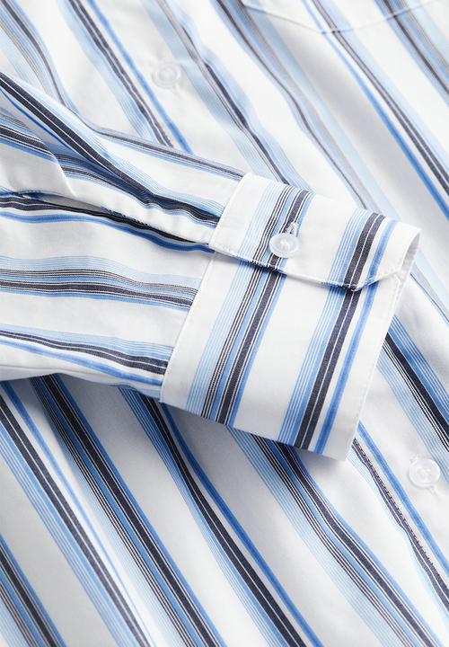 H&M - Oversized poplin shirt - white striped