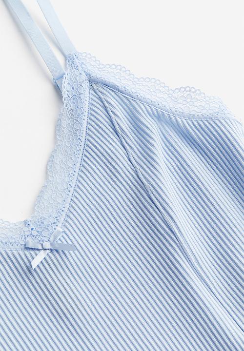 H&M - Lace-trimmed bodycon dress - light blue
