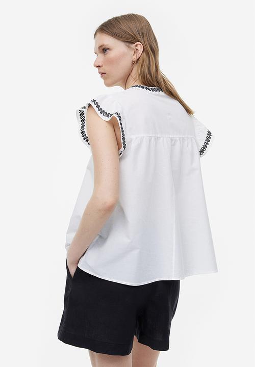 H&M - Embroidered blouse - white