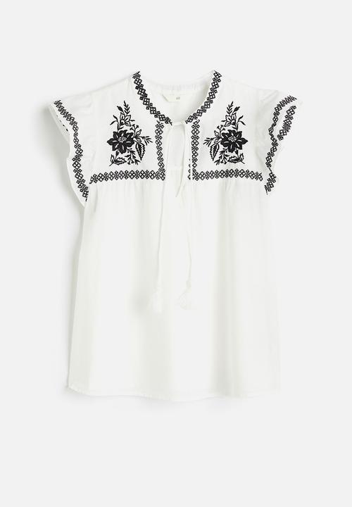 H&M - Embroidered blouse - white