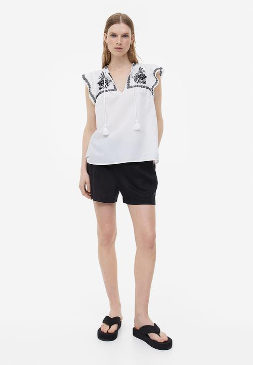 H&M - Embroidered blouse - white