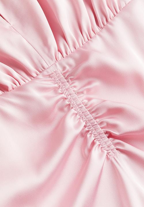 H&M - Draped satin dress - light pink
