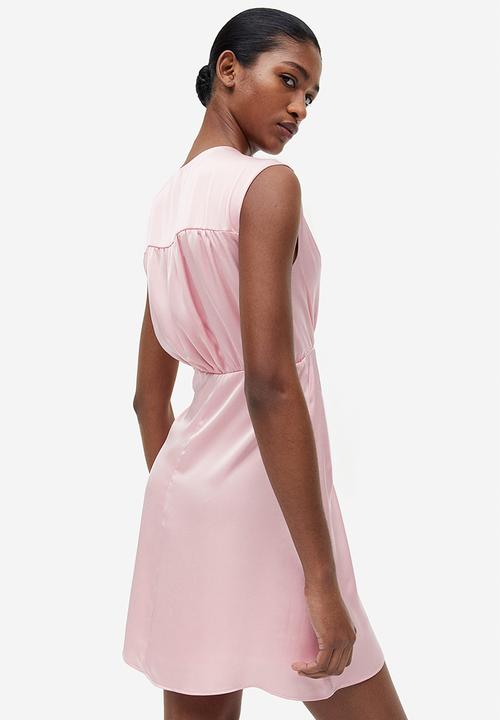 H&M - Draped satin dress - light pink