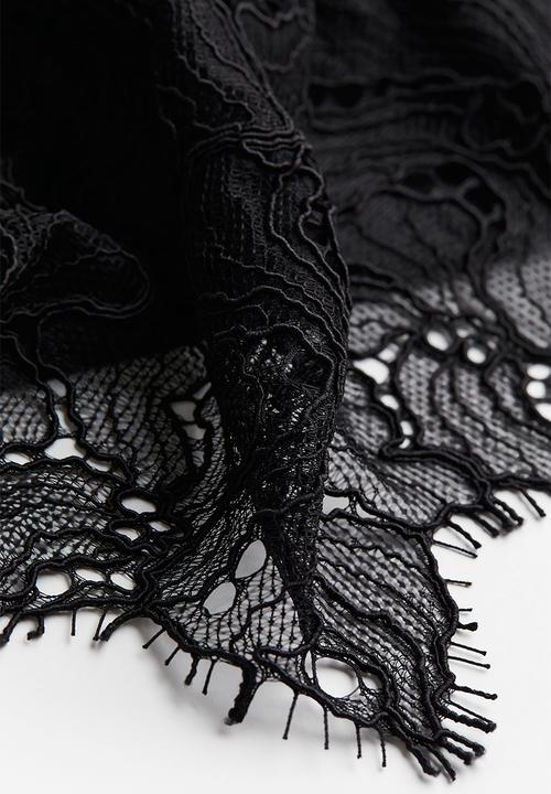 H&M - Lace-back linen-blend shirt - black