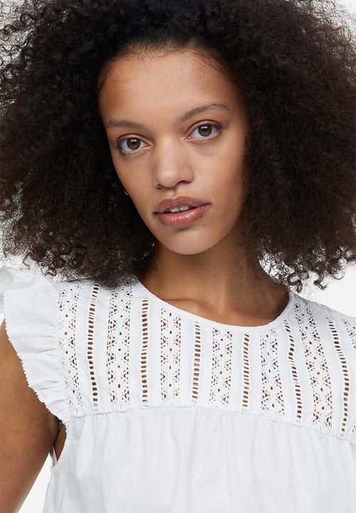 H&M - Flutter-sleeved top - white