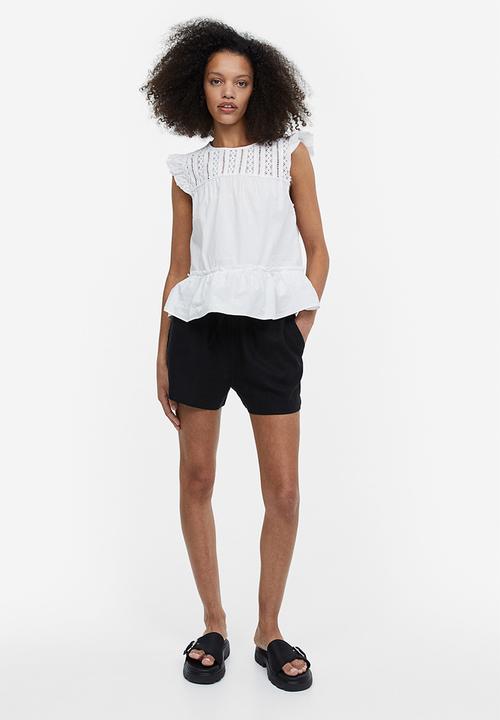 H&M - Flutter-sleeved top - white