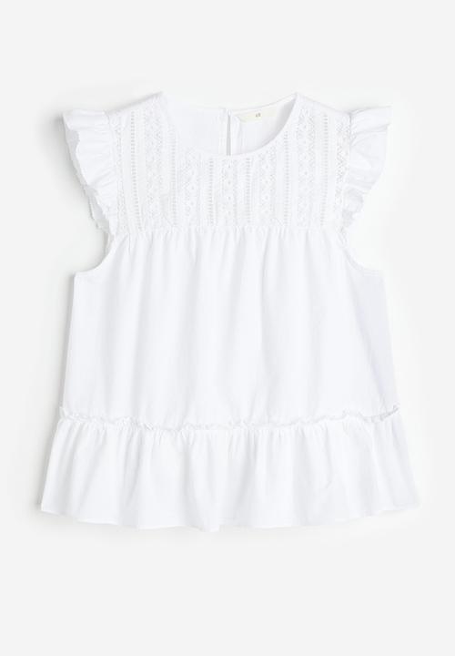 H&M - Flutter-sleeved top - white