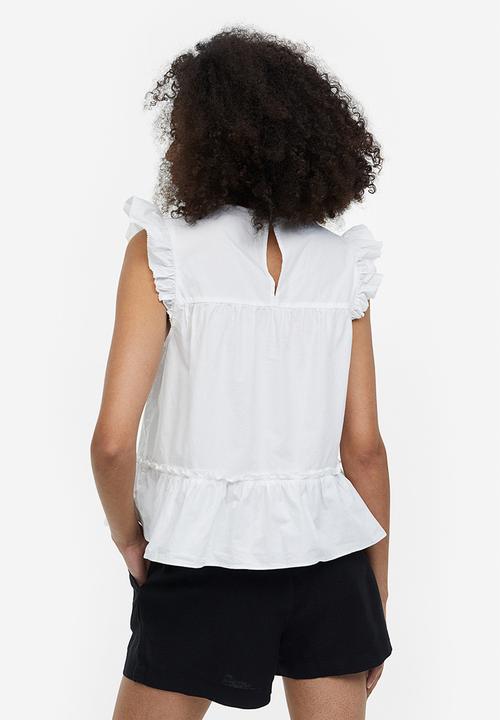 H&M - Flutter-sleeved top - white