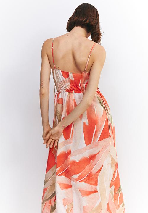 H&M - Drawstring-detail dress - coral patterned