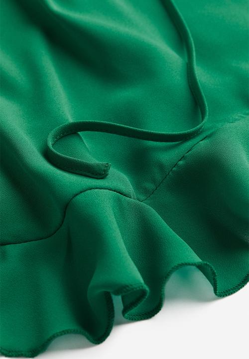 H&M - Flounce-trimmed wrap dress - dark green