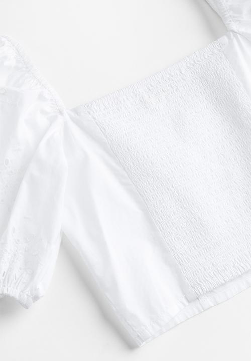 H&M - Puff-sleeved blouse - white