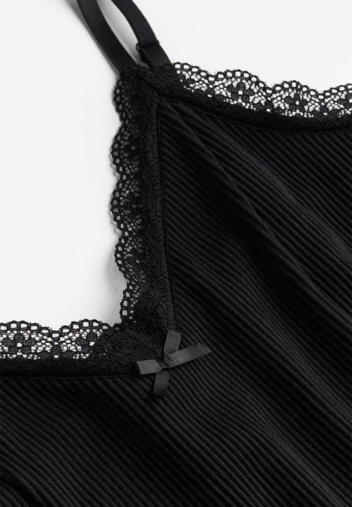 H&M - Lace-trimmed bodycon dress - black