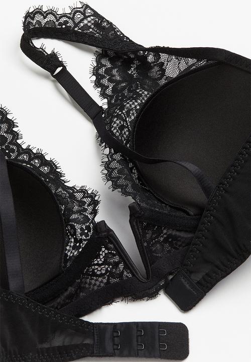 H&M - Padded underwired lace bra - black