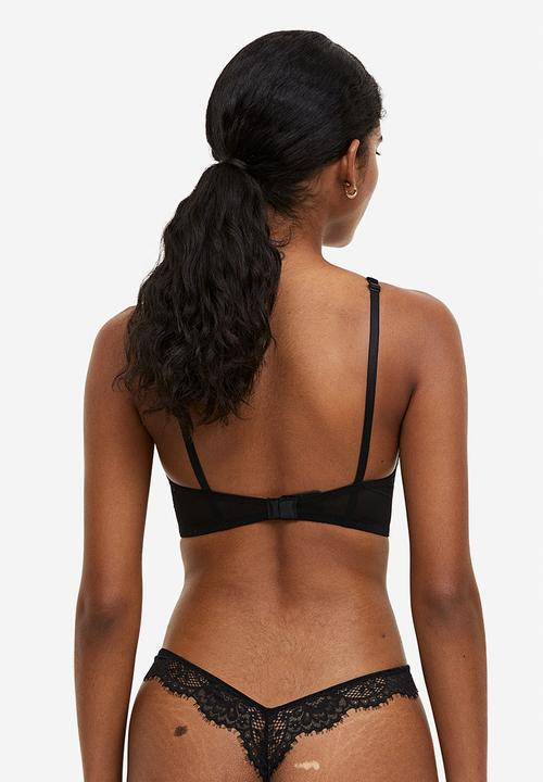H&M - Padded underwired lace bra - black
