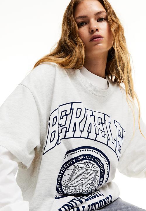 H&M - Oversized printed T-shirt - grey marl berkeley university 