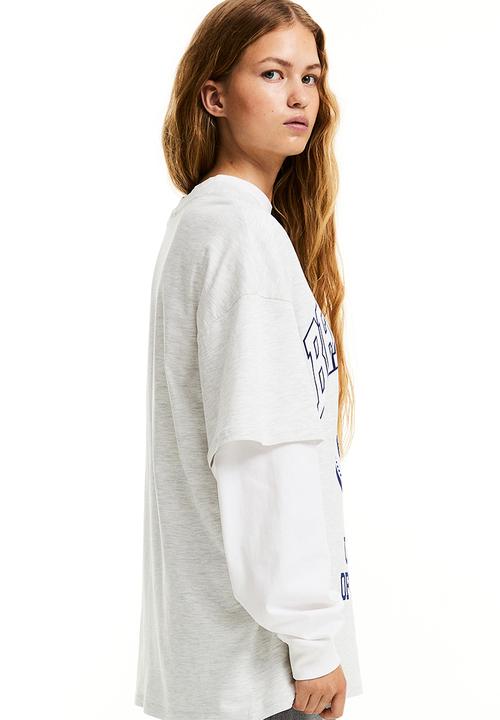H&M - Oversized printed T-shirt - grey marl berkeley university 