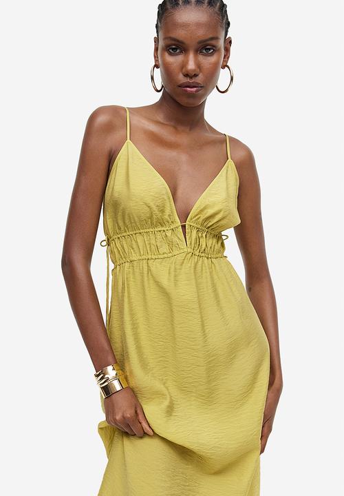 H&M - Drawstring-detail dress - yellow & green