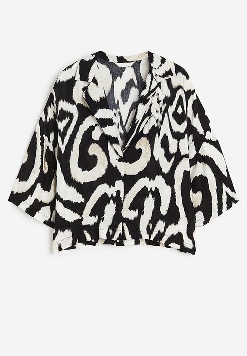 H&M - Oversized resort shirt - black patterned
