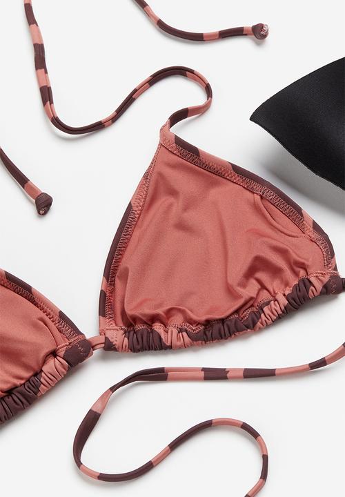 H&M - Padded triangle bikini top - brick red zebra print