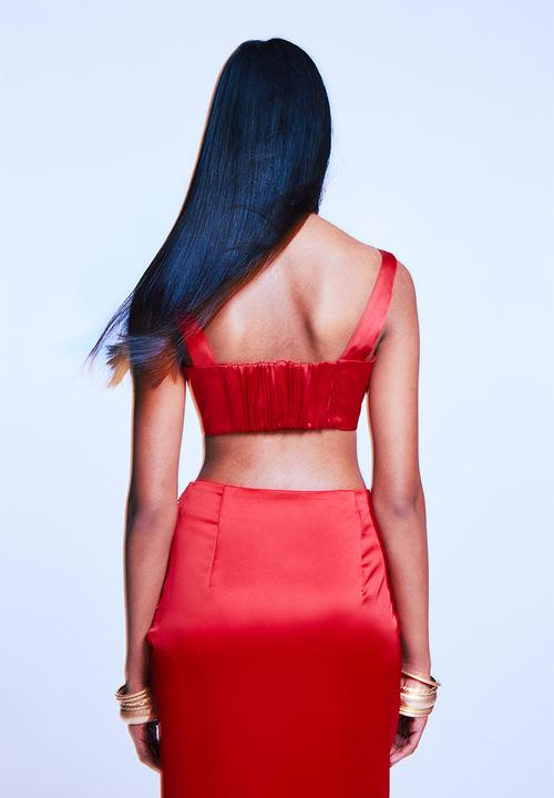 H&M - Draped satin skirt - red