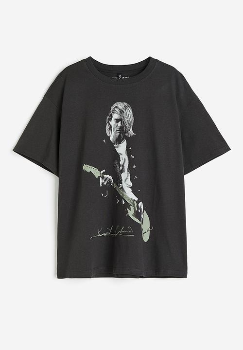 H&M - Oversized printed T-shirt - black kurt cobain