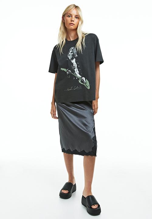 H&M - Oversized printed T-shirt - black kurt cobain