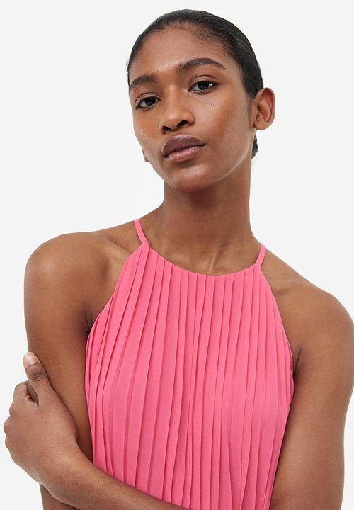 H&M - Pleated chiffon dress - cerise 