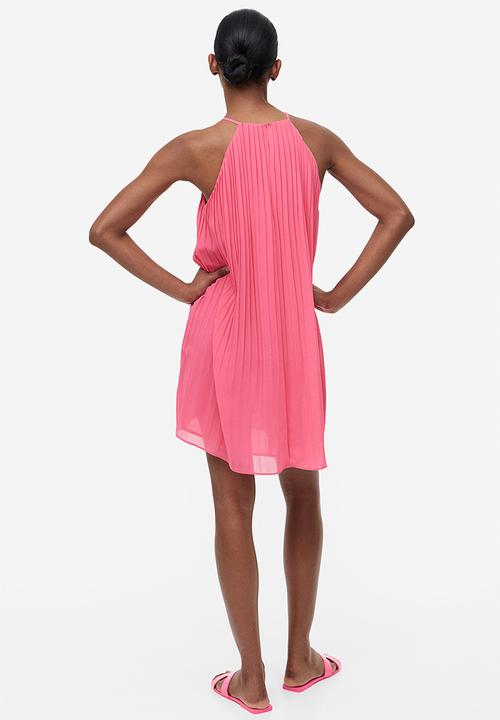 H&M - Pleated chiffon dress - cerise 