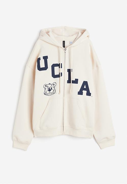H&M - Oversized printed zip-through hoodie - light beige ucla 