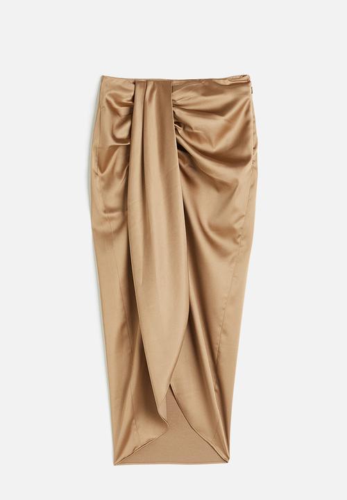 H&M - Draped satin skirt - beige