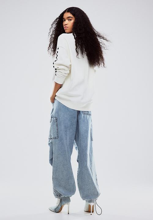 H&M - Oversized printed sweatshirt - white formula 1