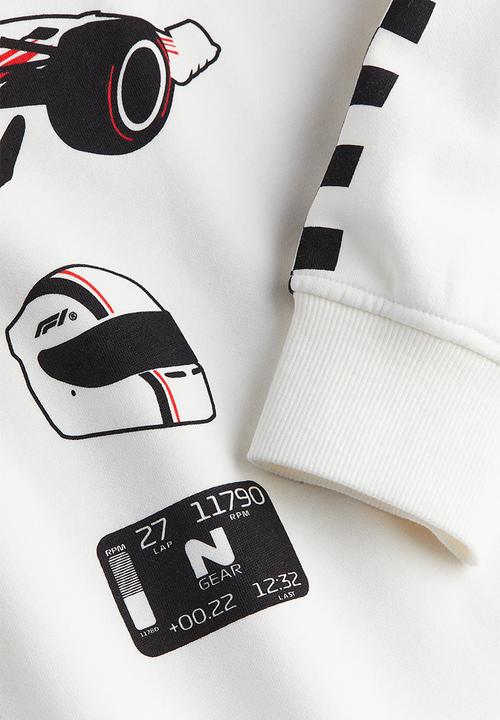 H&M - Oversized printed sweatshirt - white formula 1