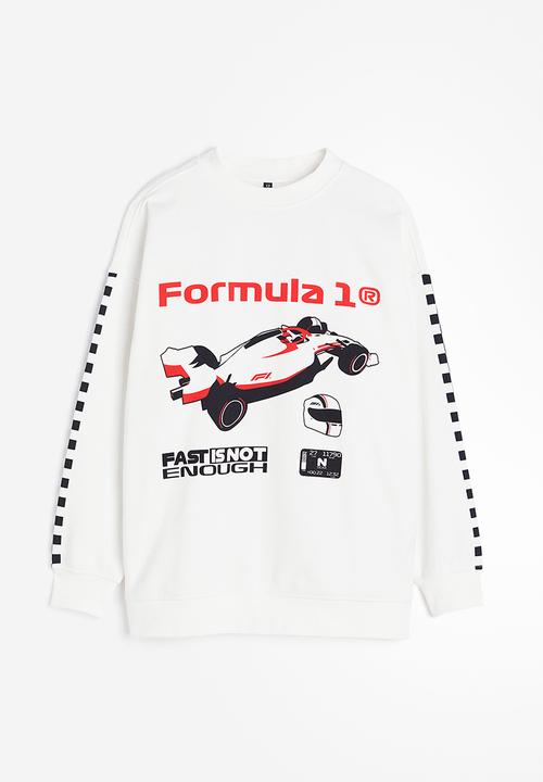 H&M - Oversized printed sweatshirt - white formula 1