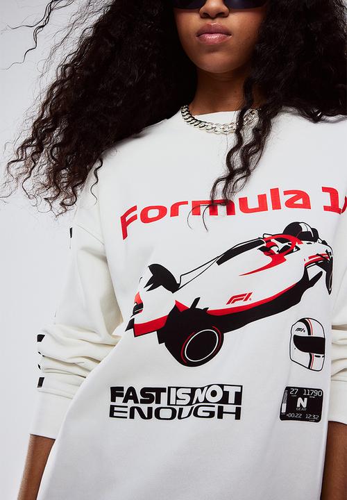 H&M - Oversized printed sweatshirt - white formula 1