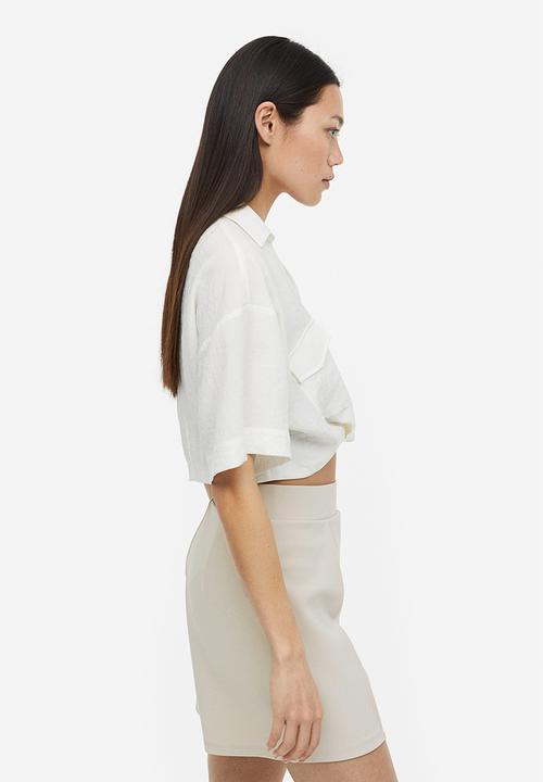 H&M - Pleat-detail shorts - light beige