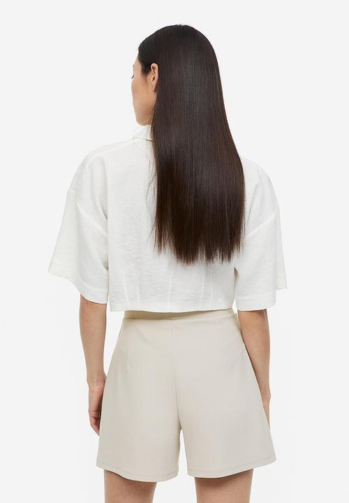 H&M - Pleat-detail shorts - light beige