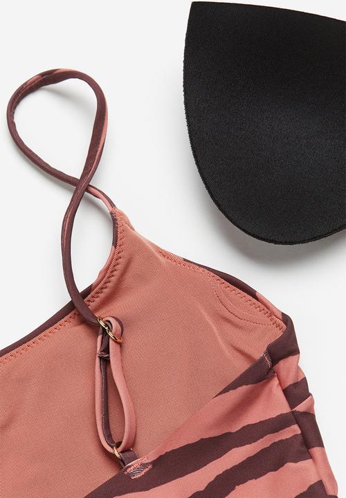 H&M - Padded-cup swimsuit - brick red zebra print