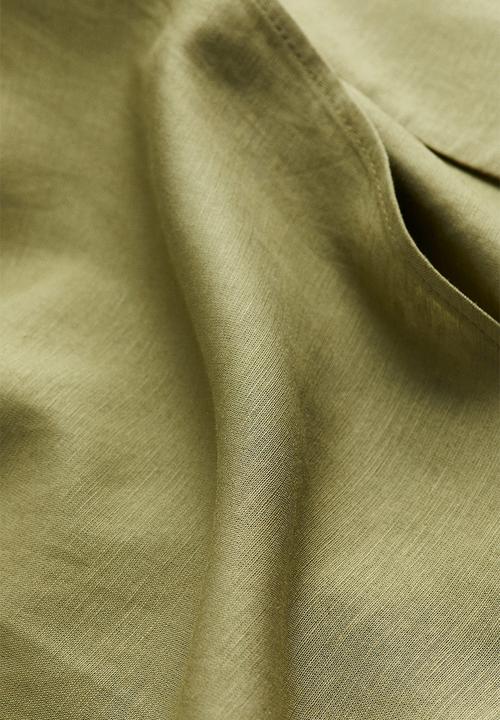 H&M - Linen-blend wrap dress - khaki green