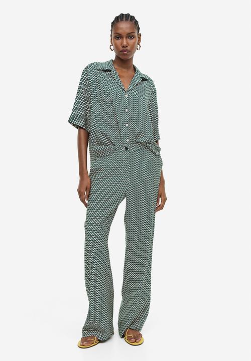 H&M - Oversized resort shirt - dark green patterned