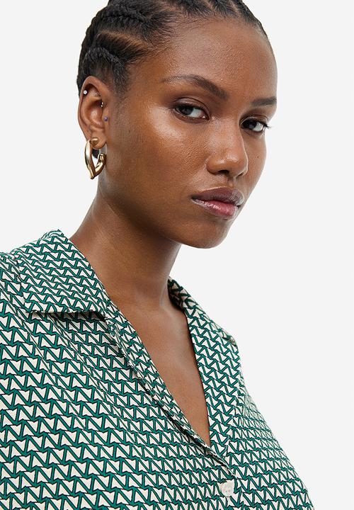 H&M - Oversized resort shirt - dark green patterned