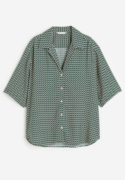 H&M - Oversized resort shirt - dark green patterned