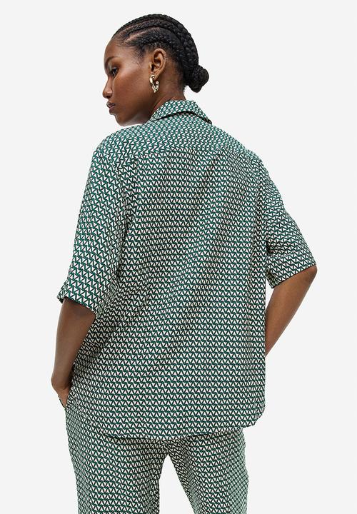 H&M - Oversized resort shirt - dark green patterned