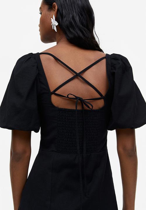 H&M - Puff-sleeved dress - black