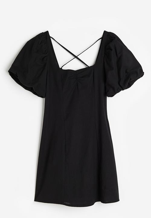 H&M - Puff-sleeved dress - black