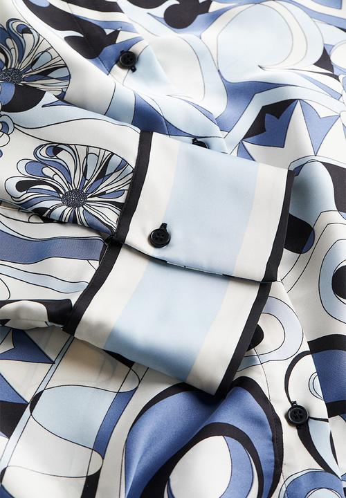 H&M - Patterned satin shirt - blue patterned