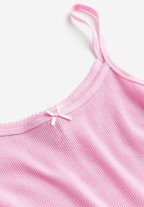 H&M - Picot-trimmed strappy top - light pink