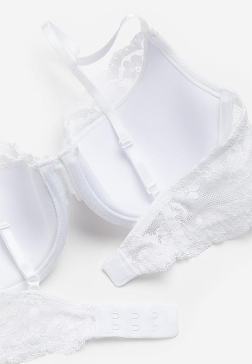 H&M - Padded underwired lace bra - white