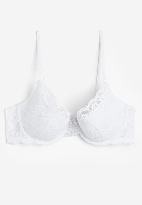 H&M - Padded underwired lace bra - white