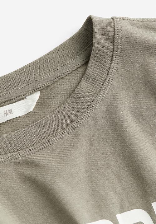 H&M - Oversized printed top - khaki green palm springs