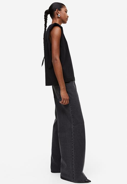 H&M - Oversized shoulder-pad top - black